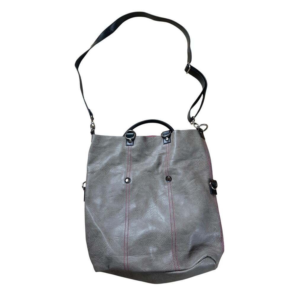 ESPE Gray Vegan Leather Crossbody Shoulder Bag Stylish Adjustable Strap Purse